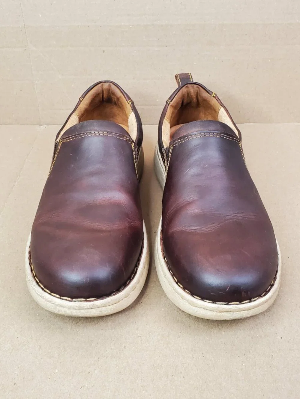 BORN Dalton Loafers Men's shoes size 10/43 M/W Dark Brown Leather slip on Comfor